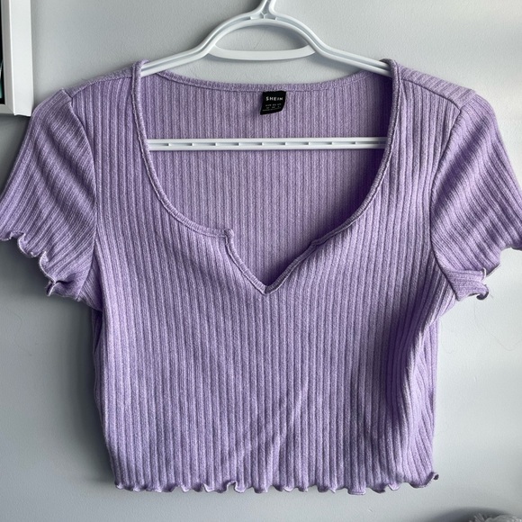 💖(2 for $15)💖 Lavender Ribbed T-shirt - Picture 2 of 4